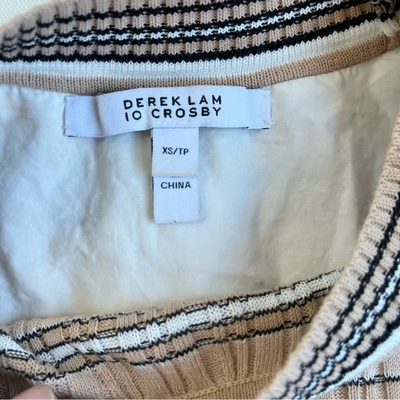 Derek Lam Sheer Striped Crewneck Sweater in Nude Multi - Picture 5 of 7